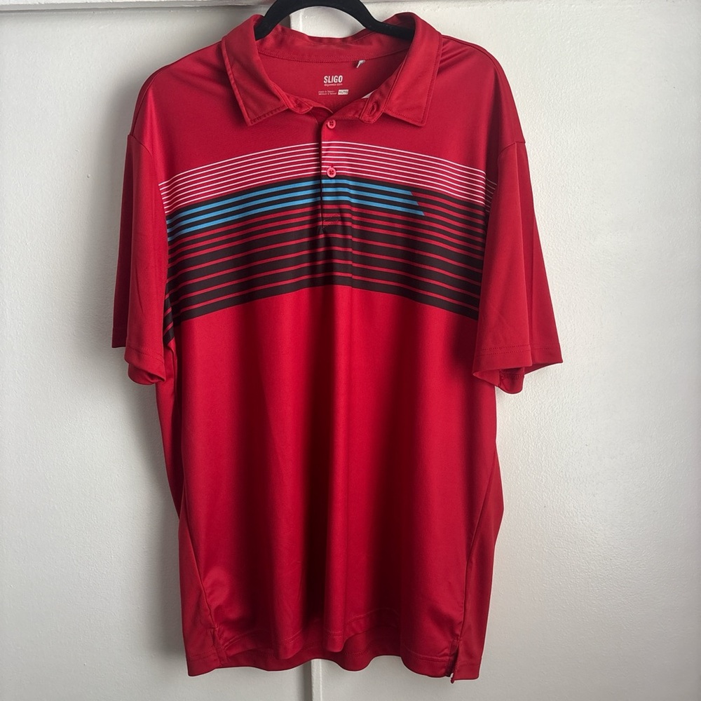 Stylish Red Striped Men's Polo Shirt
